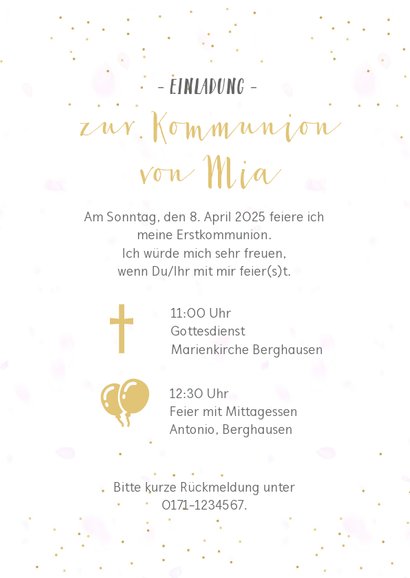 Einladung zur Kommunion Fotocollage Mädchen 3