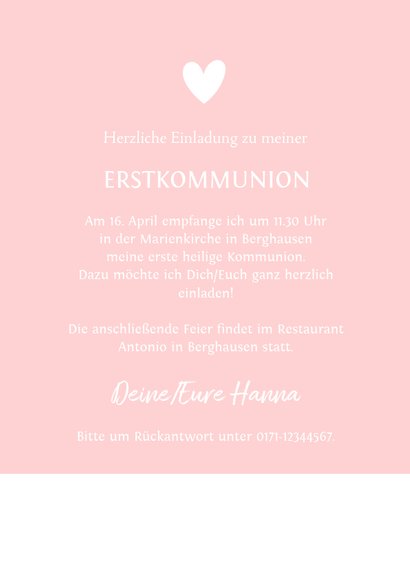 Einladung zur Kommunion Mädchen mit Send a Smile