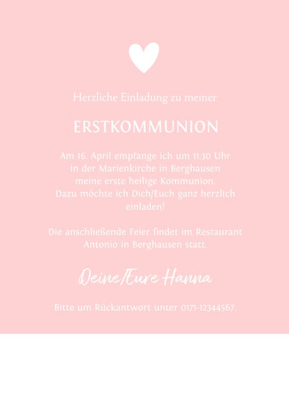 Einladung zur Kommunion Mädchen mit Pusteblume 3