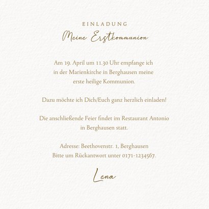 Einladung zur Kommunionsfeier Eukalyptuskranz & Goldlook 3