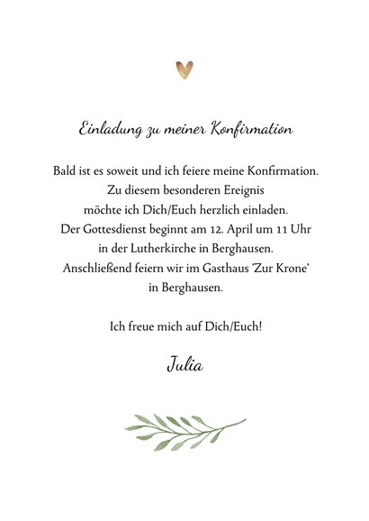 Einladung zur Konfirmation Foto und botanisches Kreuz 3