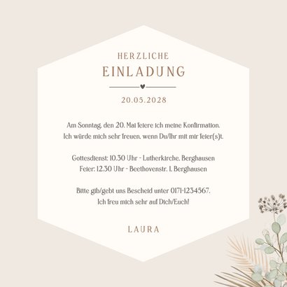 Einladung zur Konfirmation Gesteck aus Trockenblumen 3