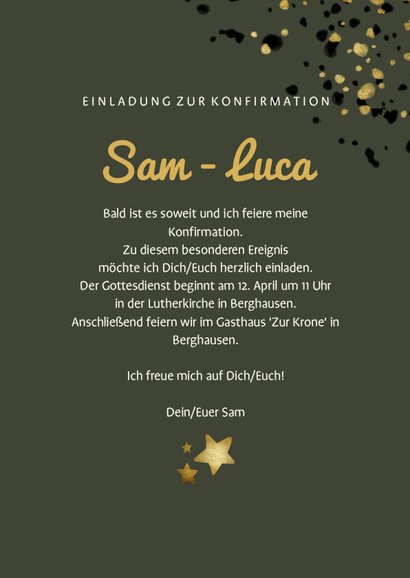 Einladung zur Konfirmation mit Foto und Sternen 3