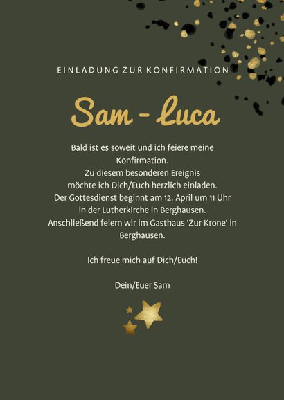 Einladung zur Konfirmation mit Foto und Sternen 3