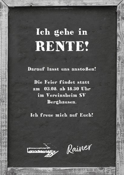 Einladung zur Rentnerfeier Party zur Rente 3