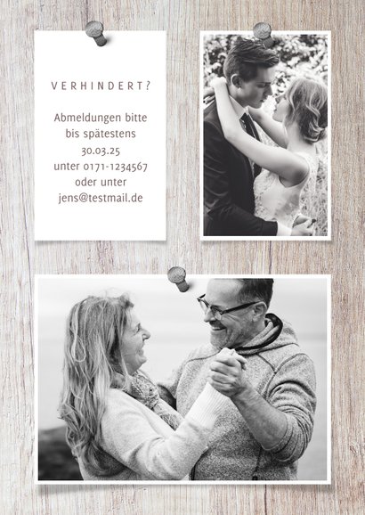 Einladung zur Silberhochzeit Fotocollage auf Holz 2