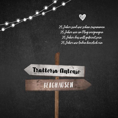 Einladung zur Silberhochzeit Schilder und Foto schwarz 2