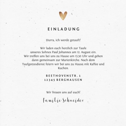 Einladung zur Taufe Eukalyptus, Fotos und Herzen 3