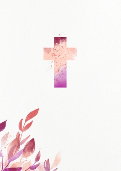 Einladung zur Taufe florales Kreuz pink 2