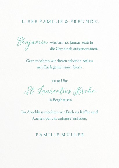 Einladung zur Taufe florales Kreuz 3
