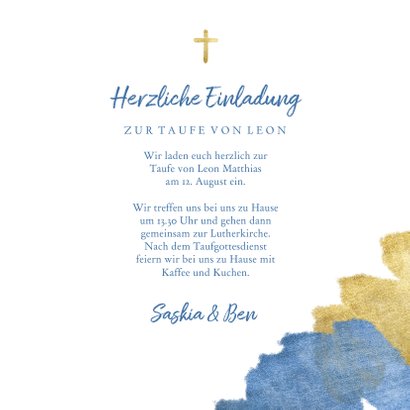 Einladung zur Taufe Foto metallic blau 3