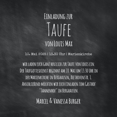 Einladung zur Taufe Kreidelook mit Send a Smile