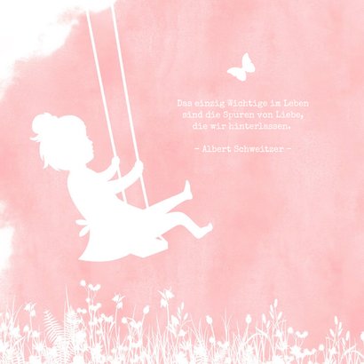 Einladung zur Taufe Mädchen auf Schaukel Aquarell 2