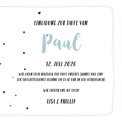 Einladung zur Taufe mit kleinen Herzchen 3