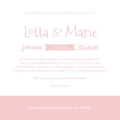 Einladung zur Taufe Zwilling Mädchen Silhouette 3