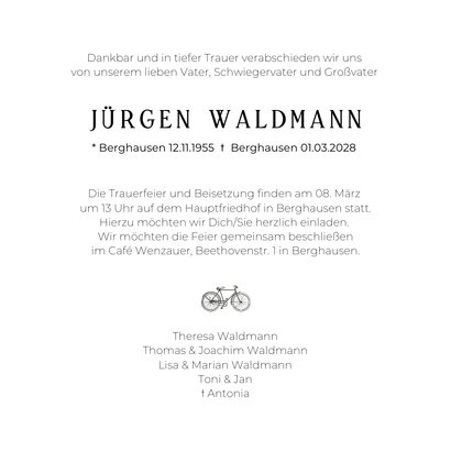 Einladung zur Trauerfeier Fahrrad 3