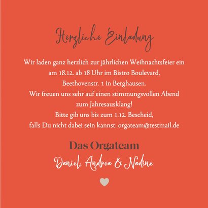 Einladung zur Weihnachtsfeier Herz mit Weihnachtsdeko 3