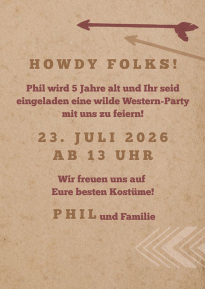 Einladung zur Wild West Party 5. Geburtstag 3
