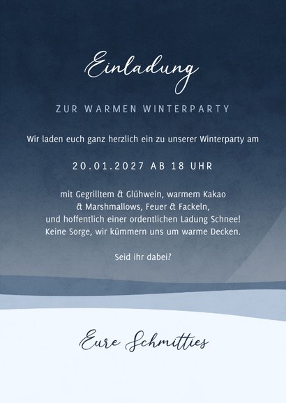 Einladung zur Winterparty Feuer mit Marshmallows 3