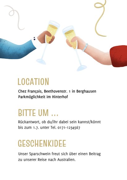 Einladung Zusammen 120 Hände mit Sektgläsern 2