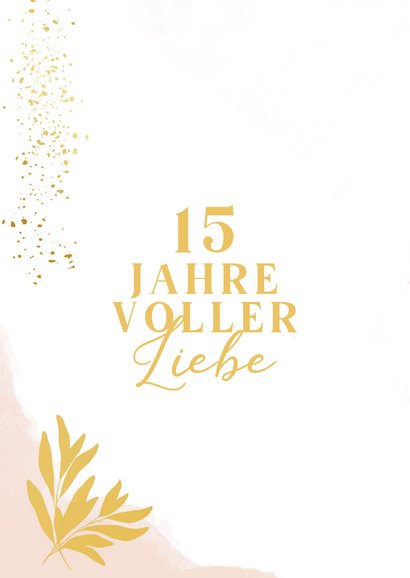 Einladungkarte zum Hochzeitstag mit Blättern im Goldlook 2