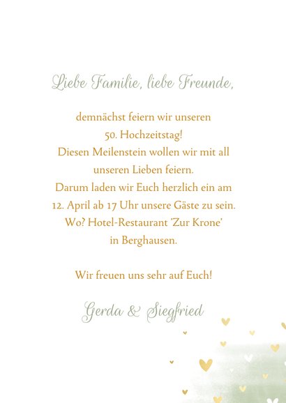 Einladungkarte zum Hochzeitstag mit Tauben und Herzchen 3