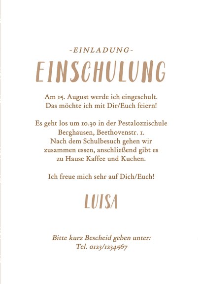 Einladungskarte 1. Schultag Schultüten Kraftpapierlook 3