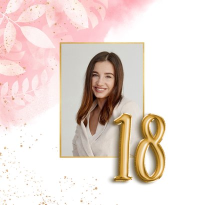 Einladungskarte 18. Geburtstag Aquarell & Folienballon 2