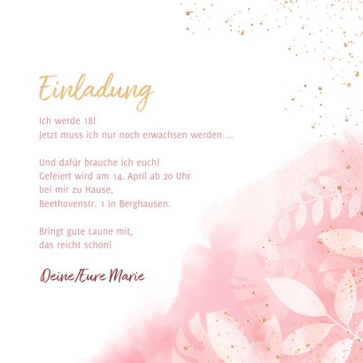 Einladungskarte 18. Geburtstag Aquarell & Folienballon  3