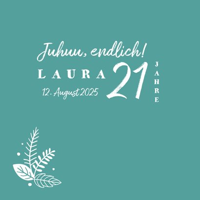 Einladungskarte 21. Geburtstag Blätter Kranz 2