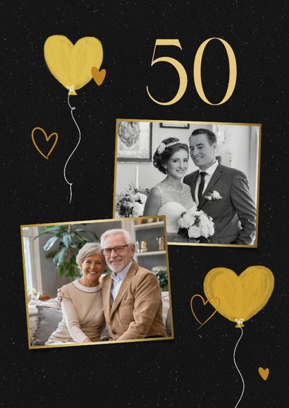 Einladungskarte 50 Goldene Hochzeit Herzluftballons 2