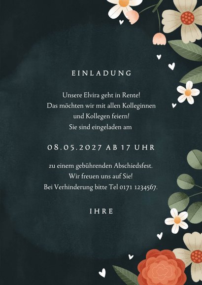 Einladungskarte Abschiedsparty Fotos & Blumen 3
