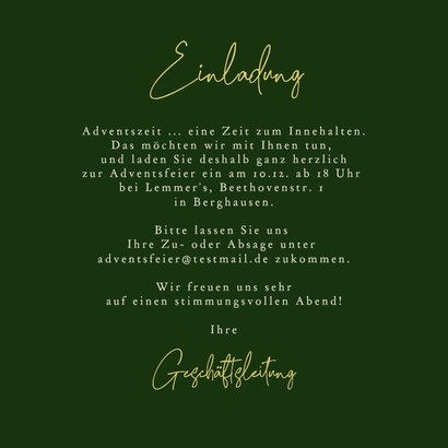 Einladungskarte Adventsfeier geschäftlich 4 Kerzen grün 3