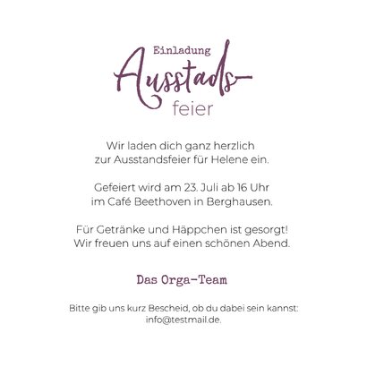 Einladungskarte Ausstandsfeier Foto abstrakt Lila 3
