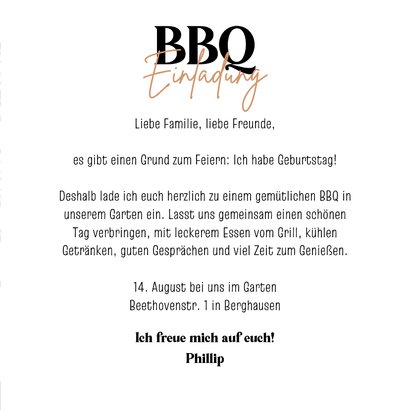 Einladungskarte BBQ Grillfest schwarz weiß Doodles 3
