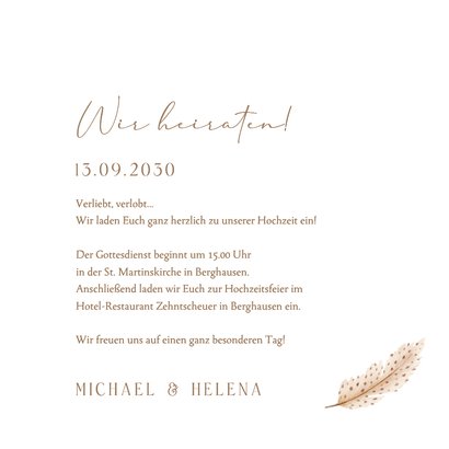 Einladungskarte Bohemien Trockenzweige Hochzeit 3