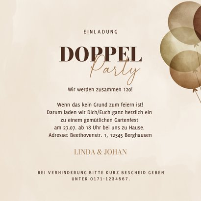Einladungskarte Doppelparty 120 Luftballons 3