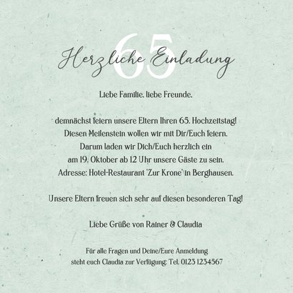 Einladungskarte Eiserne Hochzeit Spitzendecke Send a Smile