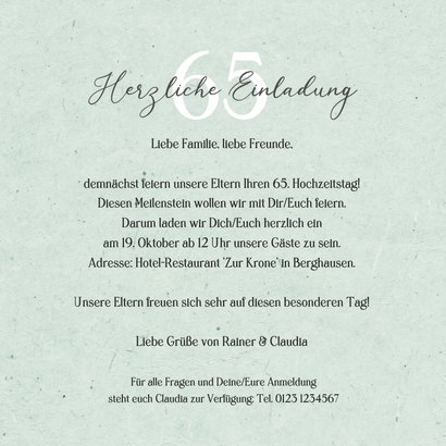 Einladungskarte Eiserne Hochzeit Spitzendecke 3