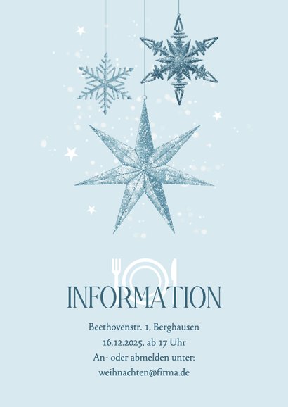 Einladungskarte Eiskristalle Weihnachtsessen geschäftlich 2