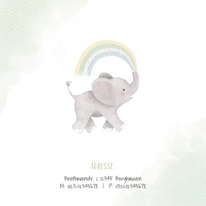 Einladungskarte Elefant mit Regenbogen 1. Geburtstag 2