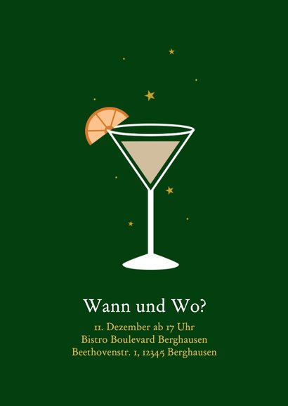 Einladungskarte Firmenweihnachtsfeier Cocktails grün 2