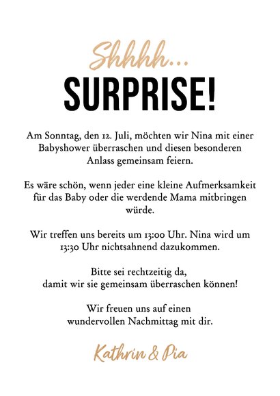 Einladungskarte Foto Strampler Beige Herzchen Babyshower 3