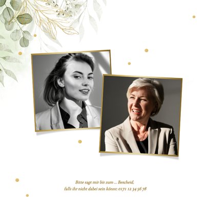 Einladungskarte Fotocollage botanisch Abschiedsfeier Rente 2