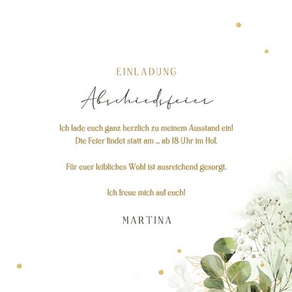 Einladungskarte Fotocollage botanisch Abschiedsfeier Rente 3