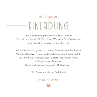 Einladungskarte Fotocollage Hochzeit moderne Klassik 3