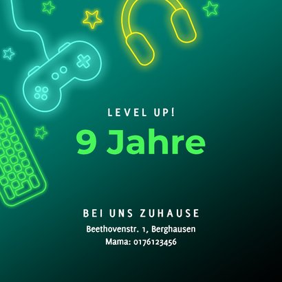 Einladungskarte Gamer Geburtstag Gaming Party 2