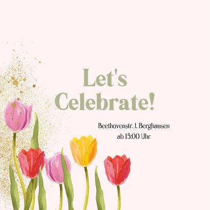 Einladungskarte Gartenfest Tulpen mit Foto Doppel-Geburtstag 2