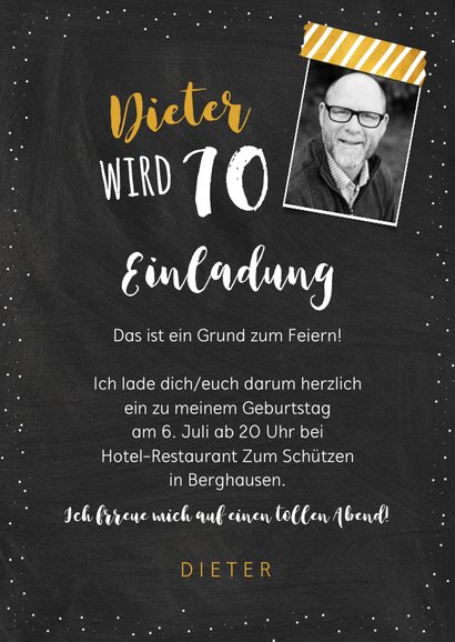 Einladungskarte Geburtstag Erfahrung 70 3