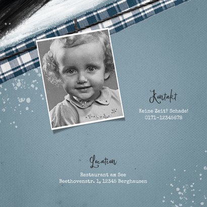 Einladungskarte Geburtstag vintage mit zwei Fotos 2